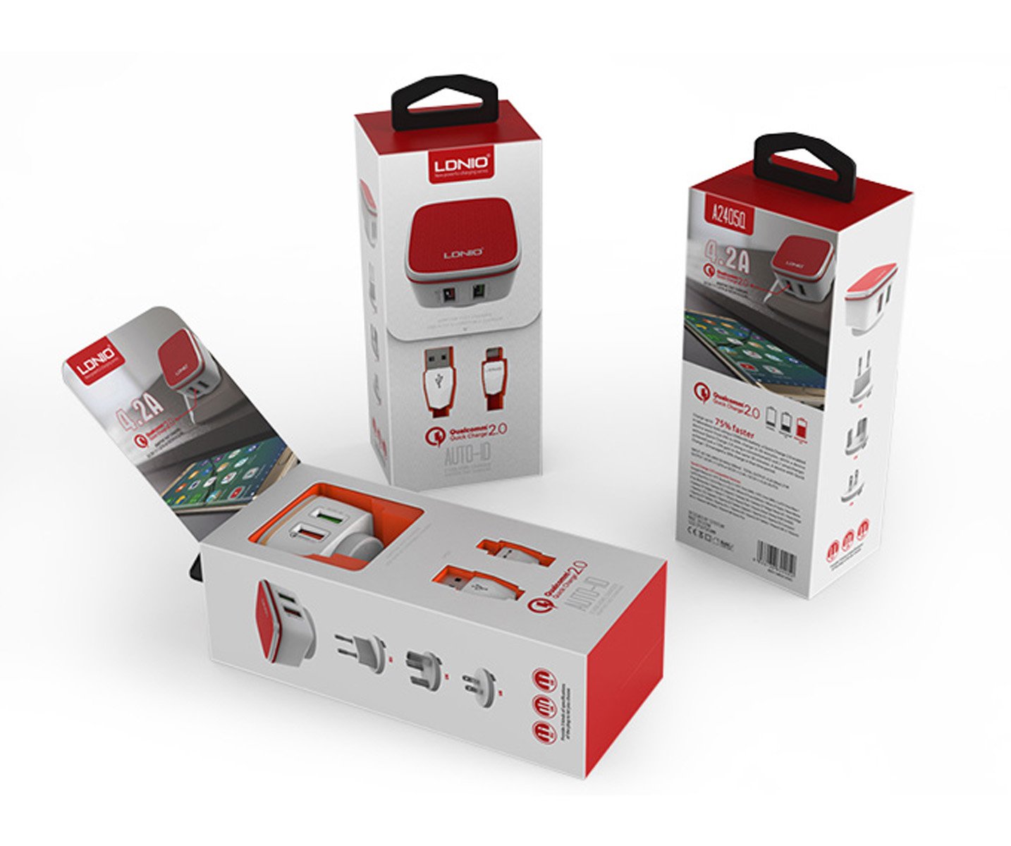 LDNIO A2405Q Qualcomm 2.0 Quick Charge Dual USB with AUTO-ID and Micro USB Cable