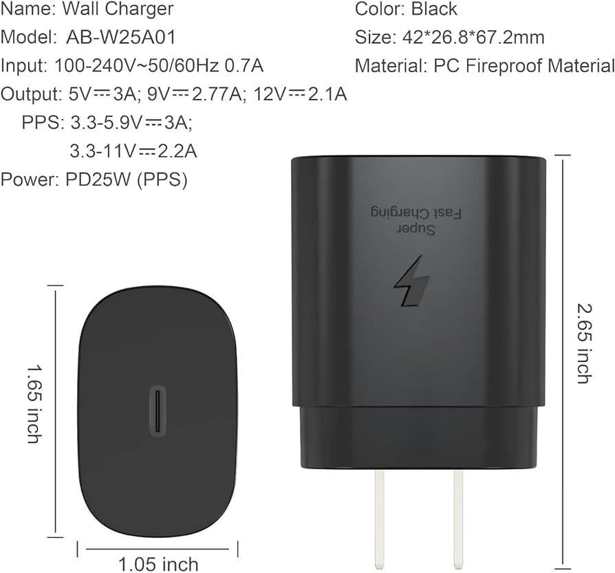 Samsung USB Type-C Charger 25W Black (EP-TA800XBEGWW)