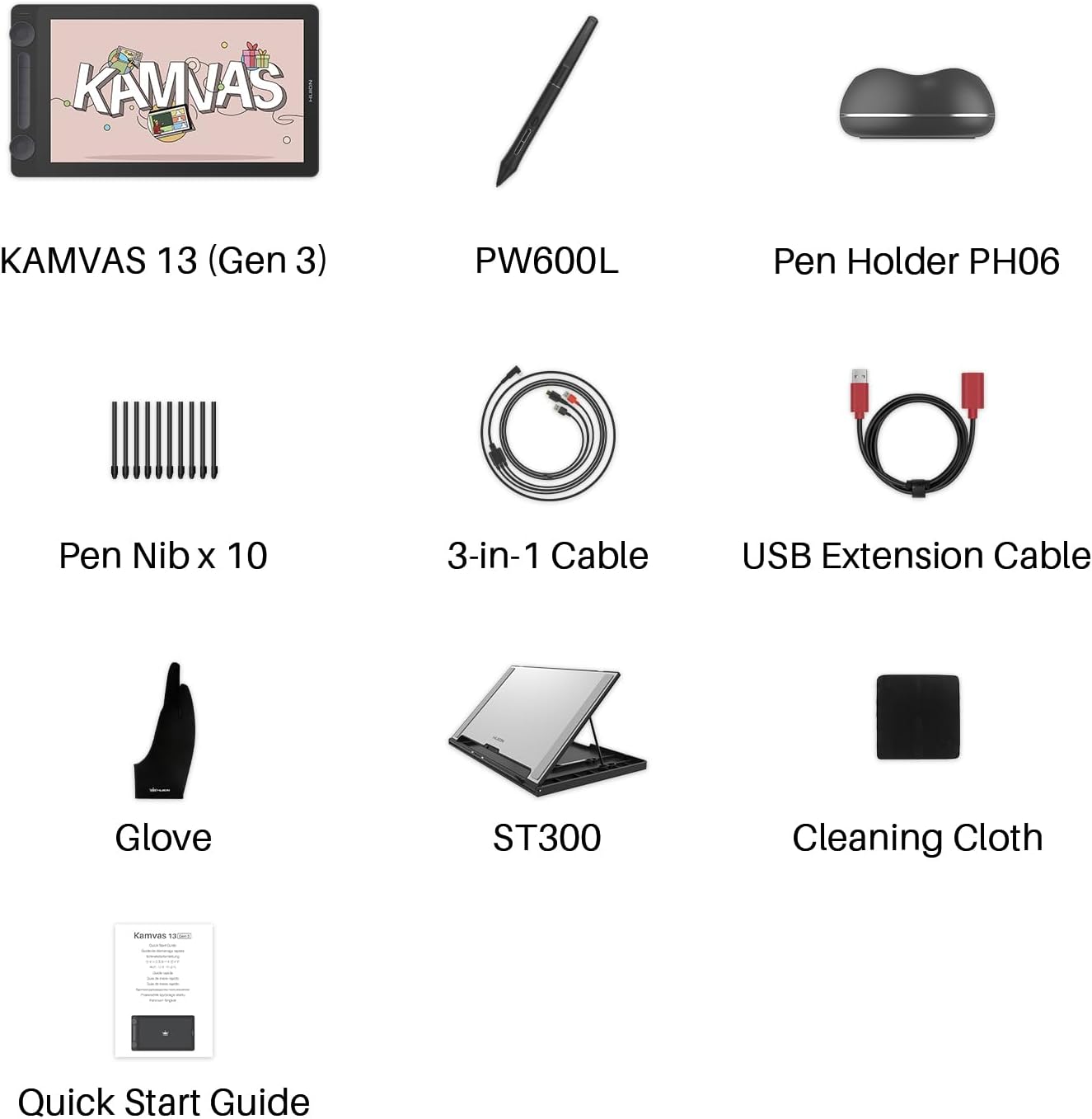 HUION Kamvas 13 (Gen 3) Drawing Tablet with Screen,13.3" Full-laminated Art Tablet with Anti-sparkle Canvas Glass ( With Stand)