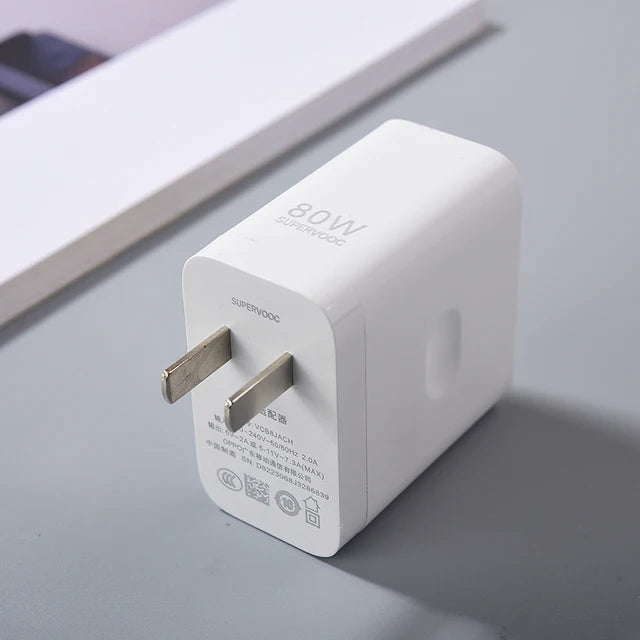 OPPO SUPERVOOC 80W Power Adapter, Ultra thin and comfortable to hold - White (ONLY CHARGER NOT CABLE INCLUDED)
