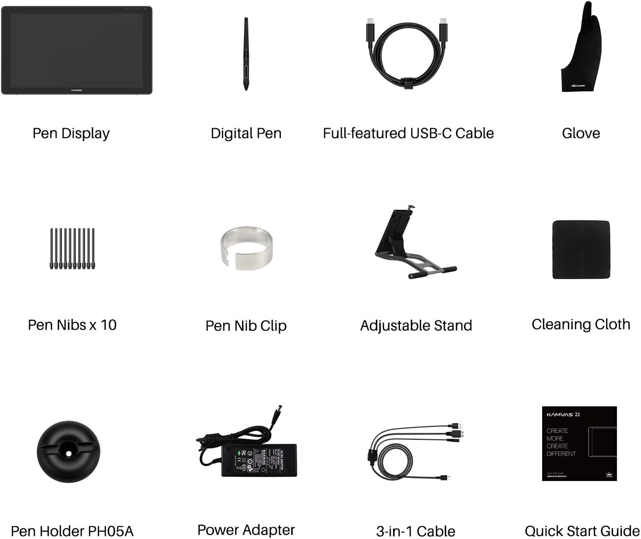 HUION Kamvas 22 Plus QLED Drawing Tablet with Full-Laminated Screen USB-C Connection 140% sRGB Tilt, 21.5 inch Graphics Art Tablet for Artist & Designer