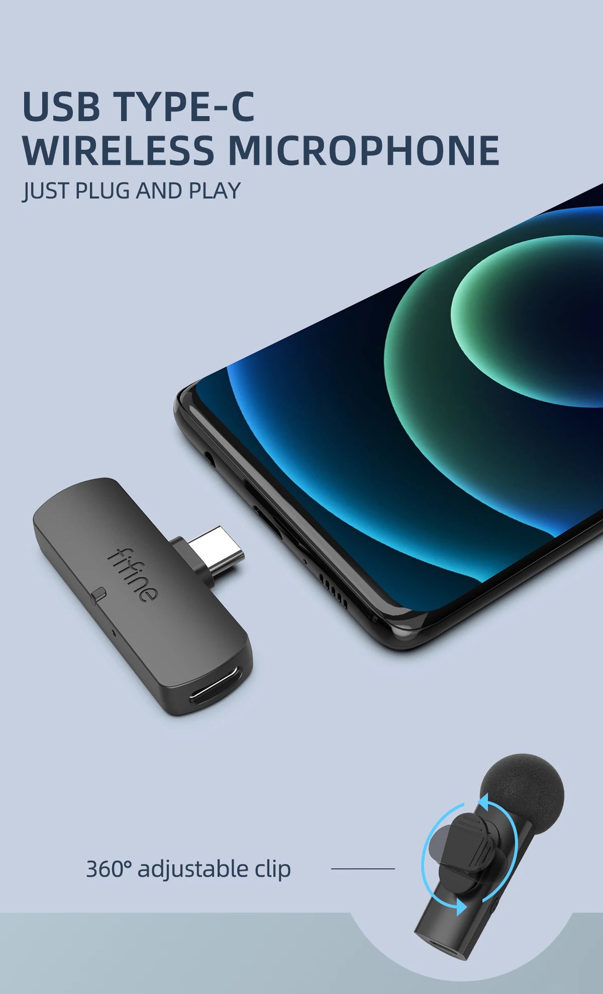 FIFINE M6 WIRELESS LAPEL MICROPHONE FOR ANDROID TO GO LIVE ON TIKTOK/INSTAGRAM, RECORD VLOG, HAVE CONFERENCING
