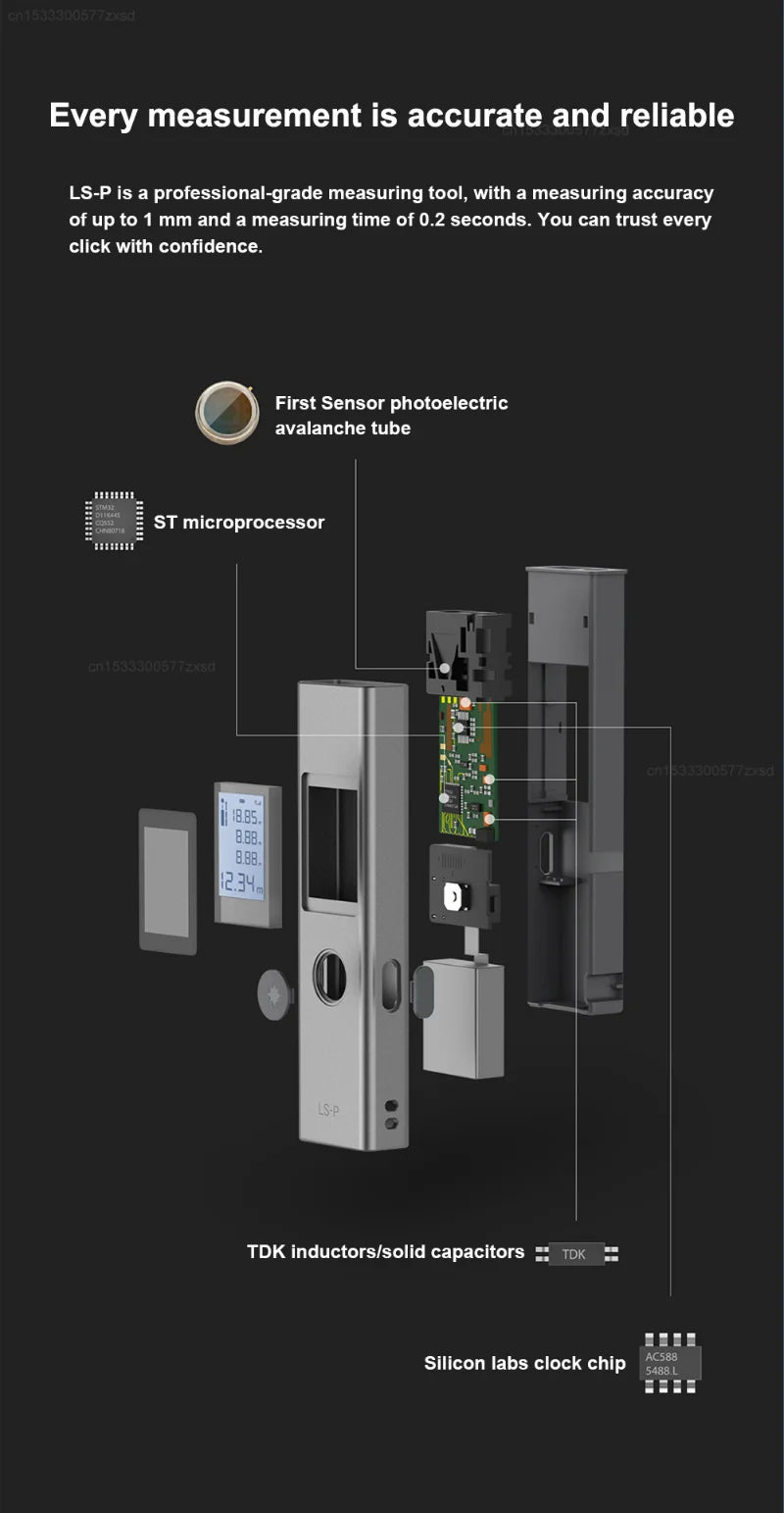 LS - P Laser Range Finder Infrared Hand-held Distance Meter from Xiaomi youpin - Silver