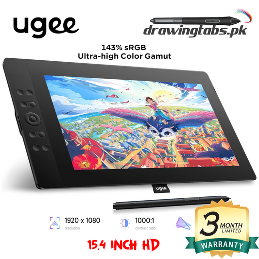 UGEE 15.4 inch Drawing Tablet with Screen,143% sRGB UE16 Computer Graphics Tablet