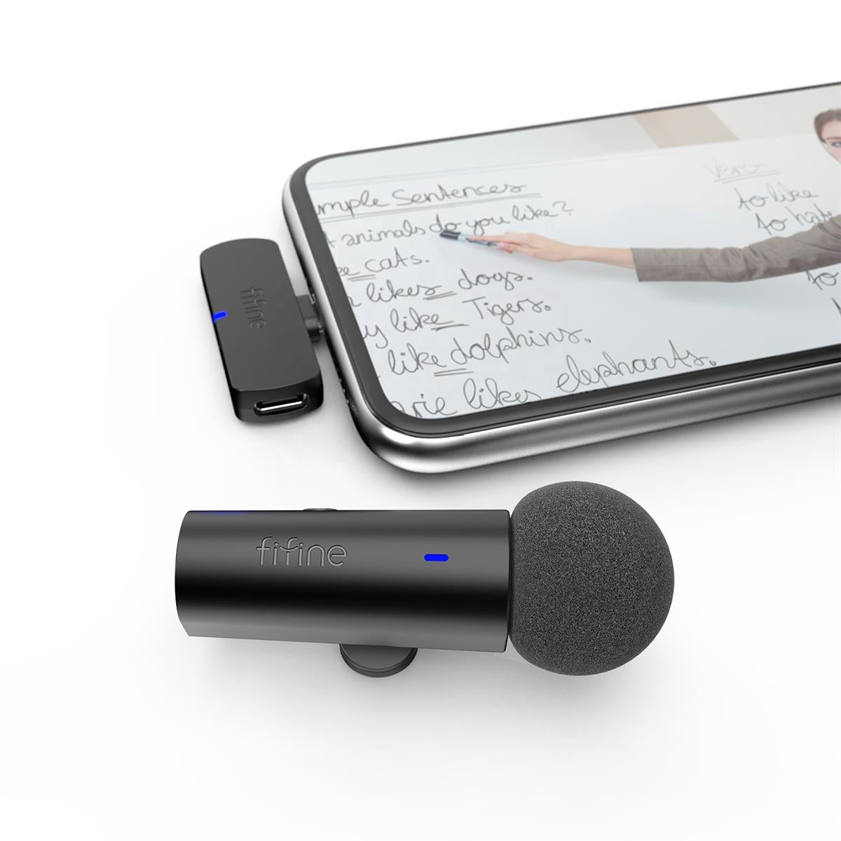 FIFINE M6 WIRELESS LAPEL MICROPHONE FOR ANDROID TO GO LIVE ON TIKTOK/INSTAGRAM, RECORD VLOG, HAVE CONFERENCING