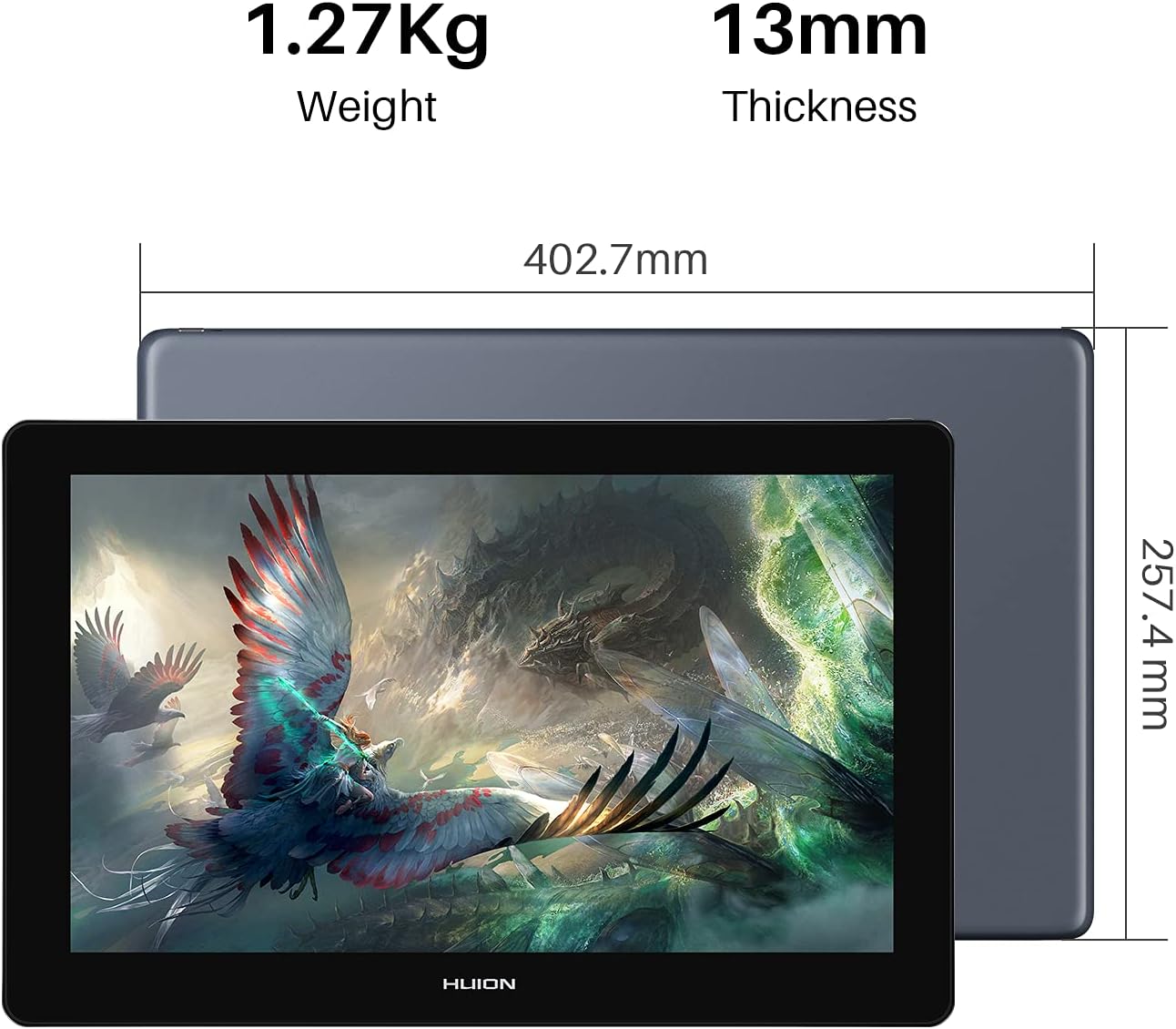 HUION Kamvas Pro 16 Plus 4K UHD Graphics Drawing Tablet with Screen Full Laminated 145% sRGB Art Tablet with Battery-Free Stylus, 15.6-inch Drawing Monitor