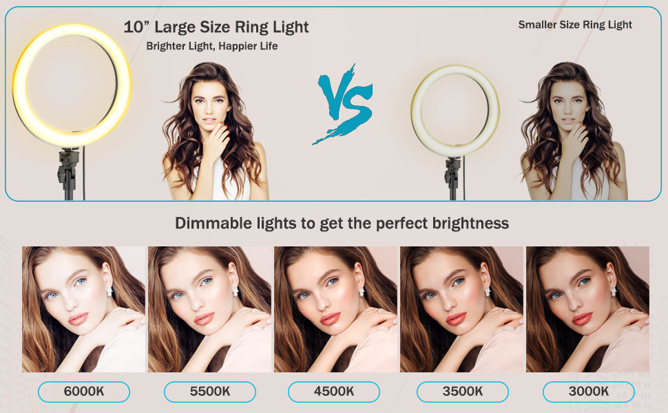 ROCK Black Selfie Ring Light with Tripod Stand & Phone Holder Multi-camera (Model RPH0948)