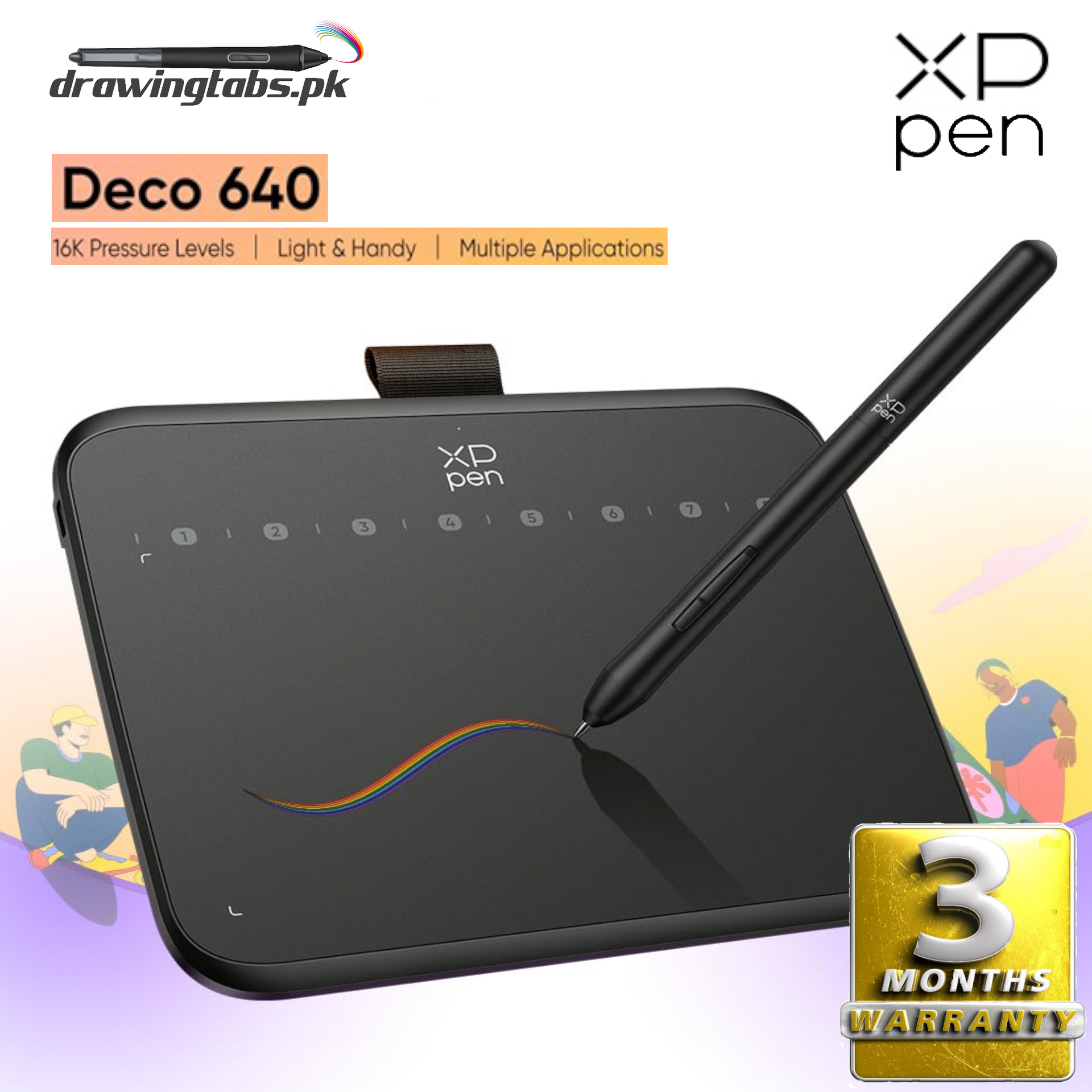 Wacom Tablet Xp Pen Photoshop Pressure Deco 640 Drawing Pen Tablet