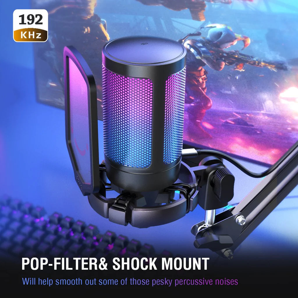 Fifine A6V Ampligame - USB RGB Gaming Mic Microphone - Black