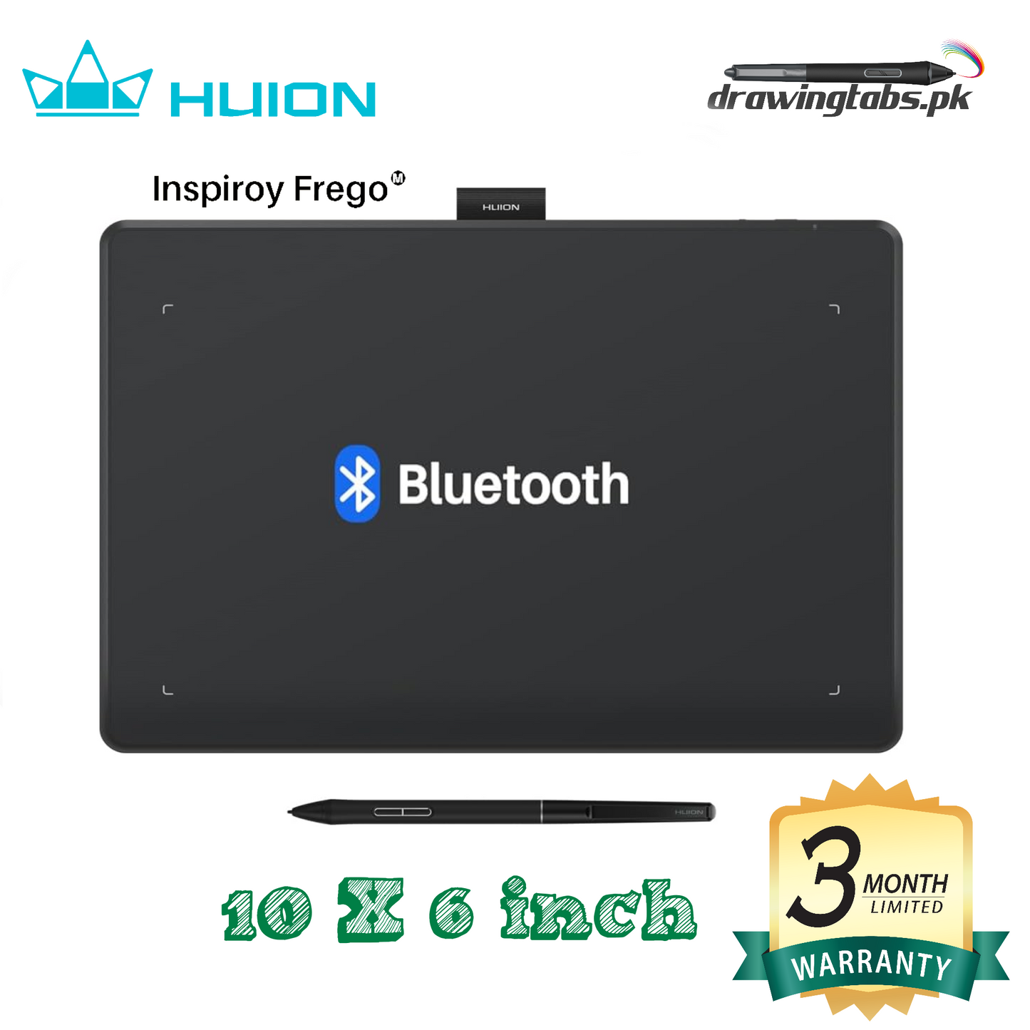 HUION Inspiroy Frego Medium Wireless Drawing Tablet, 10 x 6.25 inch Bluetooth Graphics Tablet