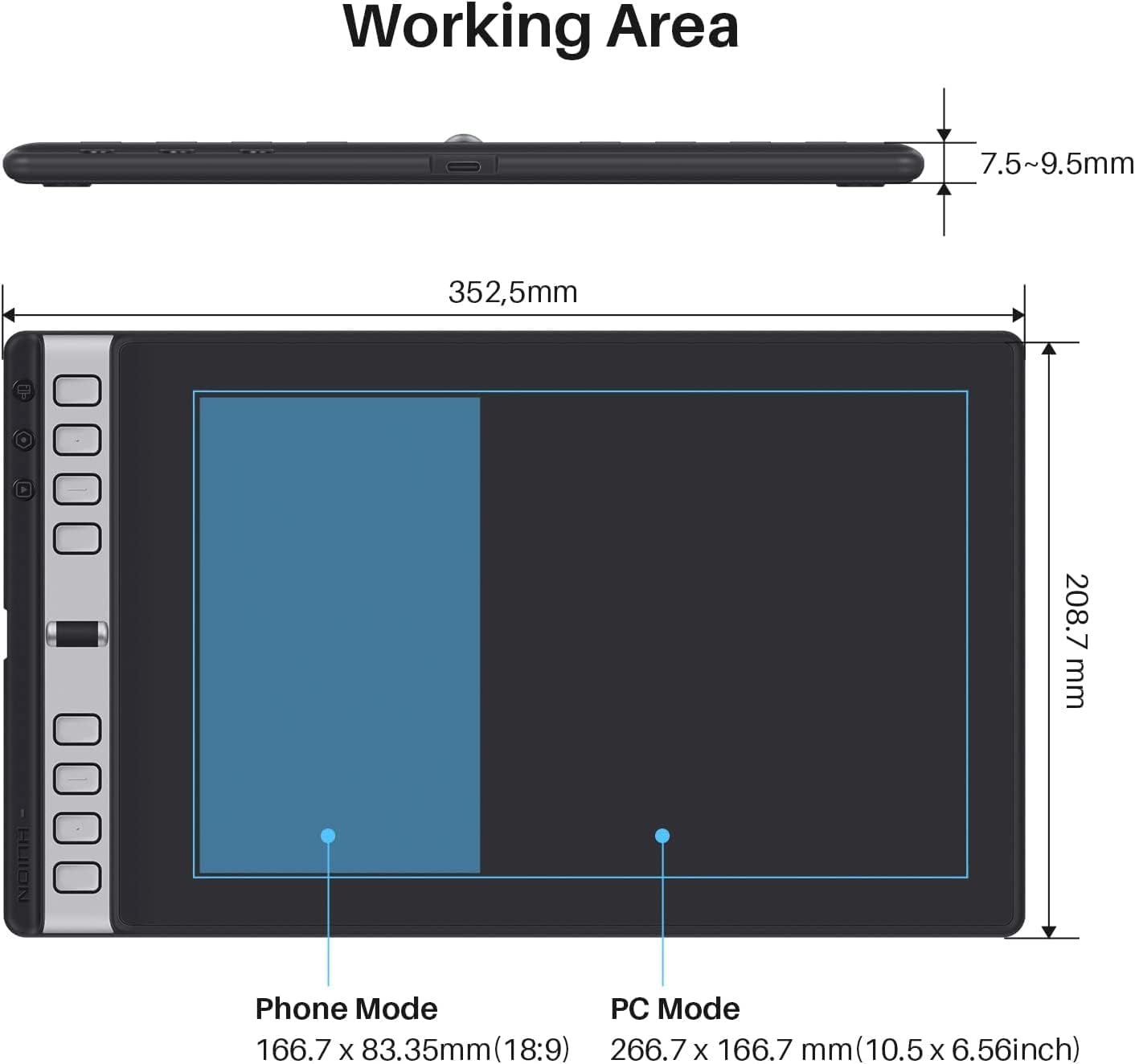 Huion Inspiroy 2 L H1061P 10.5 x 6.56' Inch Graphic Drawing Tablet