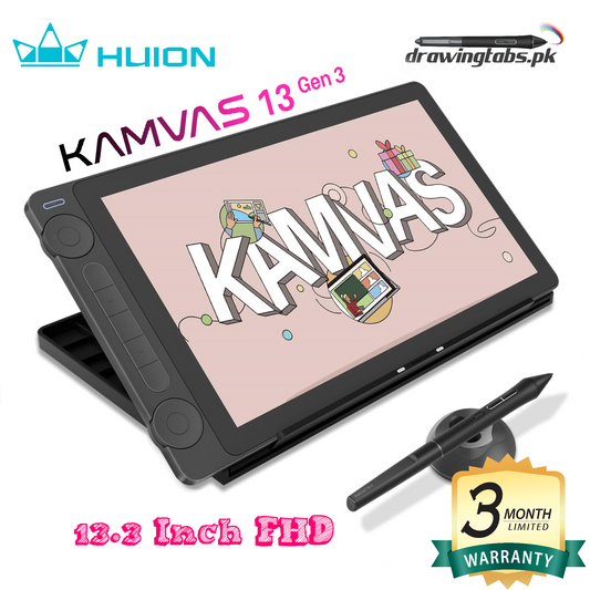 HUION Kamvas 13 (Gen 3) Drawing Tablet with Screen,13.3" Full-laminated Art Tablet with Anti-sparkle Canvas Glass