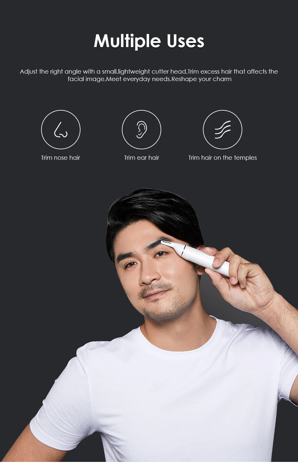 XIAOMI SOOCAS N1 EAR NOSE HAIR TRIMMER WIRELESS WATERPROOF NOSE HAIR EAR HAIR EYEBROW SIDEBURNS