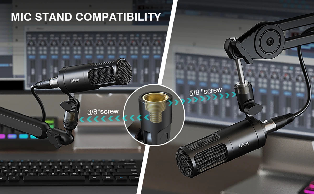 FIFINE XLR Dynamic Microphone, Vocal Podcast Microphone with Cardioid Pattern, Studio Metal Mic for Streaming Voice-Over Dubbing Video Recording, Black-K669D