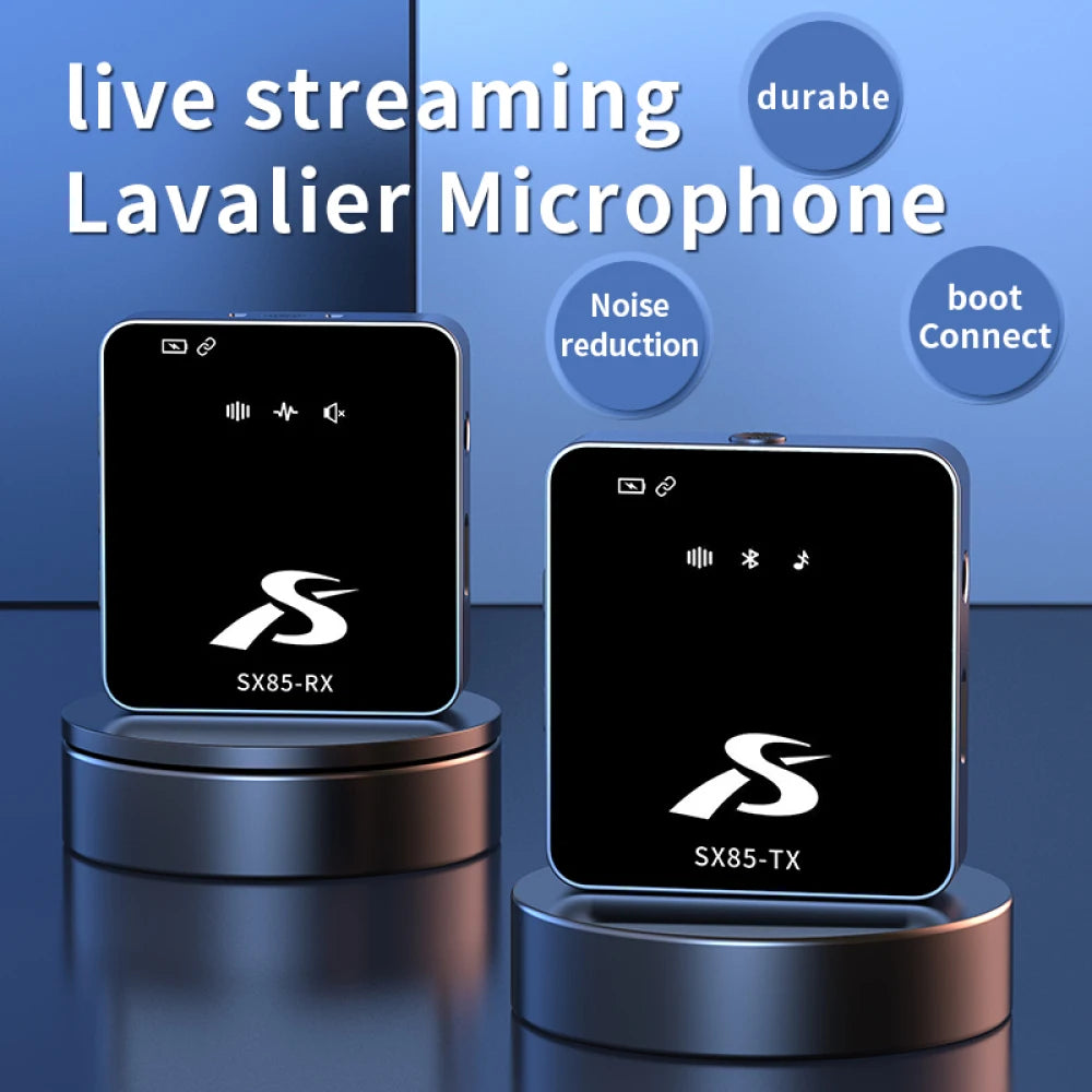 SX85 Audio Wireless Lavalier Microphone for PC DSLR Camera iPhone Type-C Android Phone