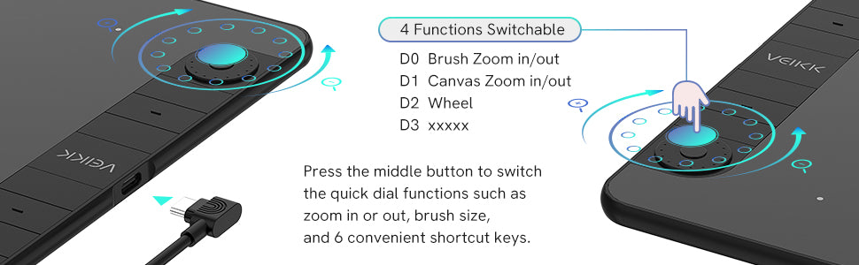 VEIKK VK1060PRO Large 10 x 6 Inch Drawing Tablet with 2 Scroll Wheels
