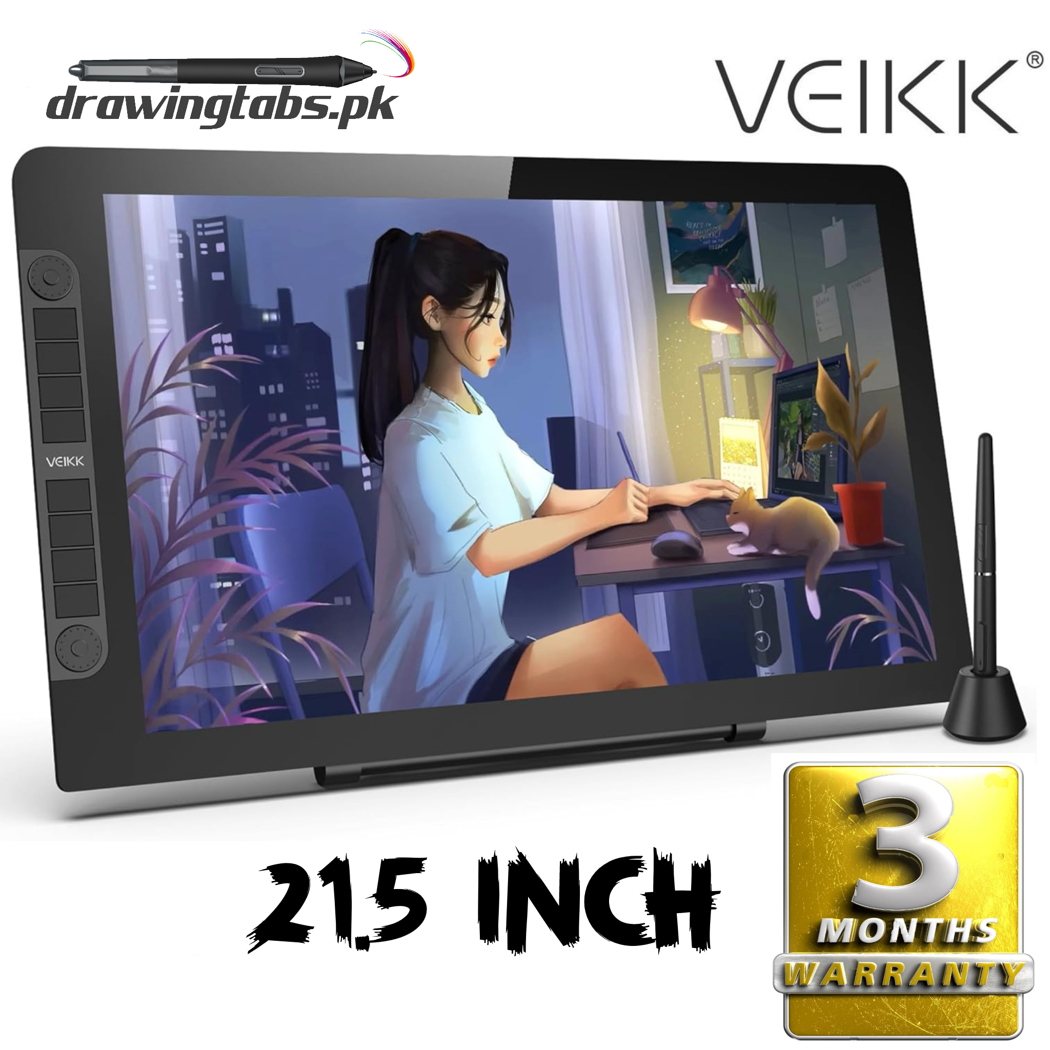 Veikk Display VEIKK VK2200PRO Drawing Monitor,21.5 Inch Full-Laminated Screen,with 2 ...