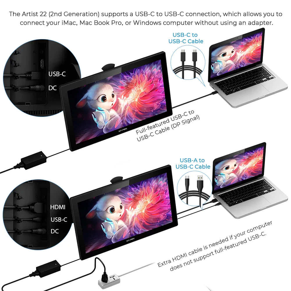 XPPen Artist 22 (Gen 2) Drawing Tablet with Screen 21.5inch Display Graphics Tablet