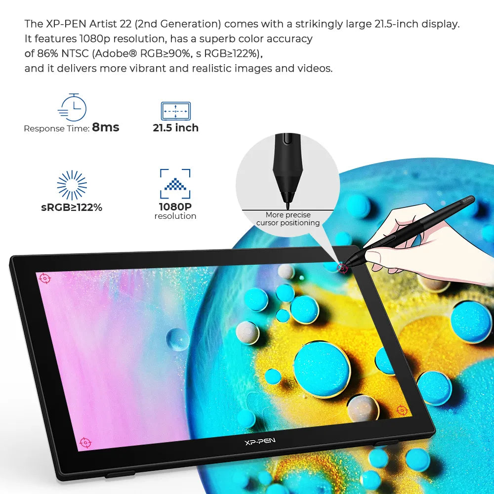 XPPen Artist 22 (Gen 2) Drawing Tablet with Screen 21.5inch Display Graphics Tablet